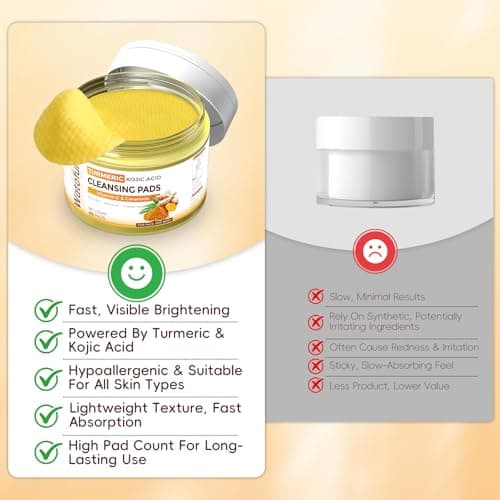 Turmeric Kojic Acid Cleansing Pads For Face, 60 Pcs Kojic Acid And Turmeric Cleansing Pads For Exfoliation, Turmeric Pads For Face Cleansing - Thumbnail 3