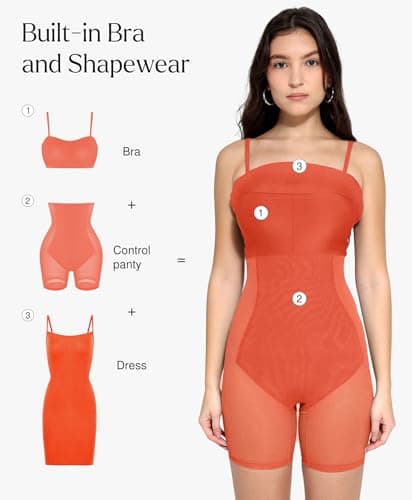 Popilush Summer Dresses for Women 2026 - Club Dress Cocktail Shapewear Mini Dress Spaghetti Straps Dinner Date Night Bodycon Red - Thumbnail 2