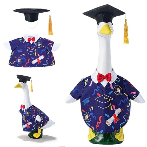 FEIYUENO Graduation Porch Goose Outfits Fits 23" Goose Statue, Navy Blue - Image 1