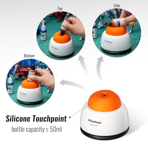 Flowmangol Vortex Mini 3000 Paint Shaker for Airbrush Acrylic Paint, Miniature Model Paint Mixer with Mixing Balls & Empty Dropper Bottles - 30 ml for Hobbies, Nail Gel Polish, Ink, Eyelash Glue - Thumbnail 5