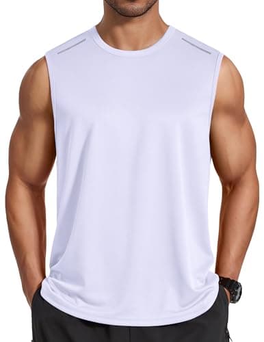 COOFANDY White Tank Top Men Summer Sleeveless Shirts Breathable Casual Tanks for Swim Beach Bodybuilding Muscle Tee S - Image 1