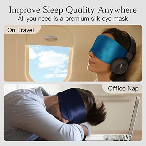 iCooBreeze 100% Natural Silk Eye Mask for Women Men, Soft Pressureless Cooling Blackout Eye Covers for Sleeping, Large Size Sleep Mask fits All Heads Adjustable, 1PC, Black - Thumbnail 6