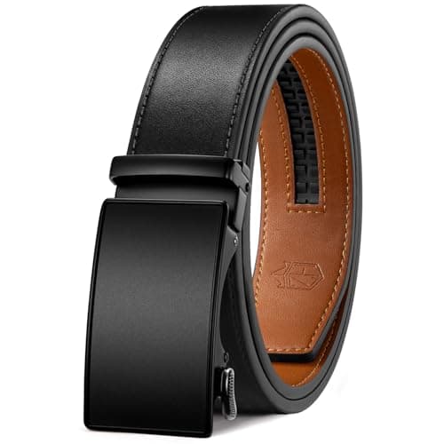 Zitahli Belt Men, Ratchet Belt Dress with 1 3/8" Premium Leather,Slide Belt with Easier Adjustable Automatic Buckle,Trim to Fit Size 30"-36" - Image 1