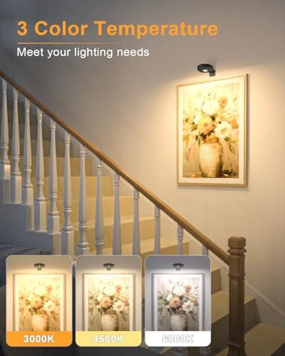 WILLED Picture Lights for Wall Rechargeable,Wireless Battery Operated Art Lighting for Paintings,Puck Lights with Remote,Picture Frame Lights,Dimmable & TimerWireless,Magnetic Gallery Light - Thumbnail 3