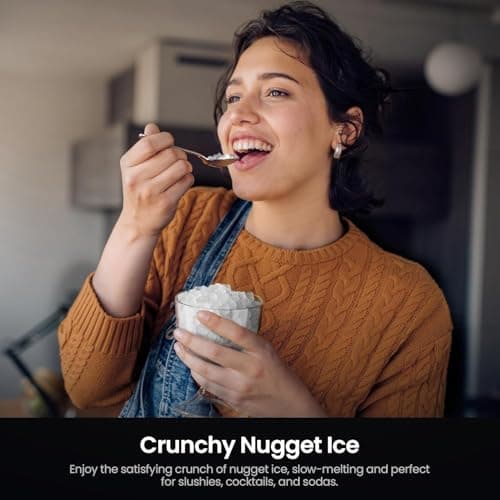 Kismile Nugget Ice Makers Countertop,Portable Ice Machine with Crushed Ice, 35lbs/Day,Self-Cleaning,One-Click Operation for Home Use(Silver) - Thumbnail 6