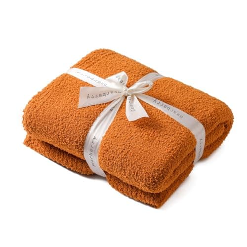 bearberry Super Soft Fall Throw Blanket Lightweight Cozy Warm Throw Blankets for Couch Bed Sofa All Season (Caramel, 50”x60”) - Image 1