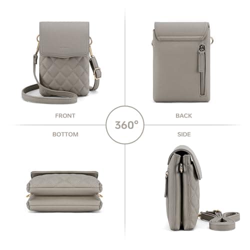 Goinsound RFID Small Crossbody Phone Bag for Women Quilted Cute Mini Crossbody Purses with RFID Blocking Credit Card Slots Grey - Thumbnail 6