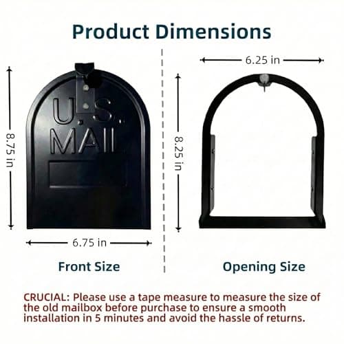 6 1/4" Mailbox Door Replacement - Secure Screw-in Design - Heavy Duty Galvanized Steel Mailbox Door Repair Kit for Brick, Stone & Standard Curbside Mailboxes, Includes Reflective Numbers - Thumbnail 2