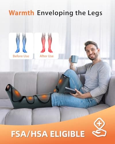 CINCOM Air Compression Leg Massager, Legs Massage for Circulation and Pain Relief, Calf Leg Air Compression Massager Help with Relief Legs - Thumbnail 3