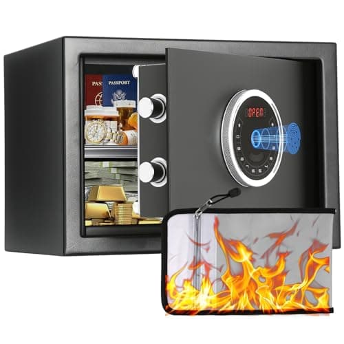 BlackSmith Home Biometric Safe 1.0 Cubic Feet Auto-Open Fingerprint Safe with Backlit Keypad Triple Alarm Security Wall Mount Lock Box for Jewelry & Valuables - Image 1