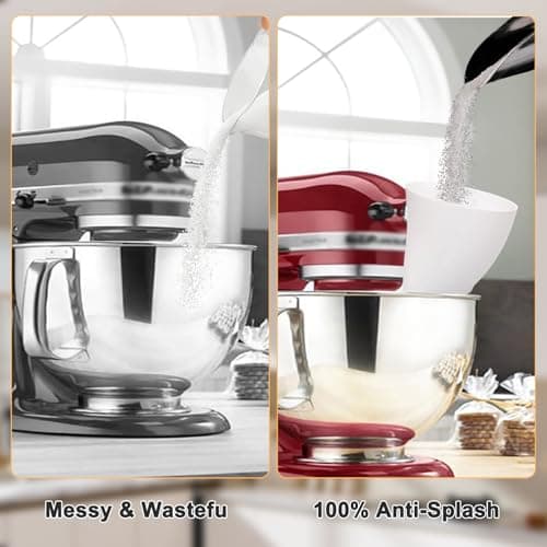 Flour Funnel for KitchenAid Tilt-Head Mixer – Anti-Splash Hands-Free Attachment, Fits 4.5–5 Qt Models, Dishwasher-Safe Baking Tool for Dry & Wet Ingredients - Thumbnail 4