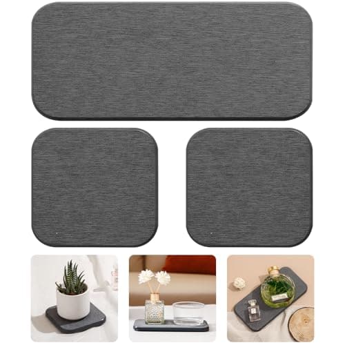 3PCS Water Absorbing Diatomaceous Earth Tray for Sink, Fast Drying Soap & Toothbrush Holders for Bathroom Counter, 1 Stone Tray, 2 Stone Coasters - Image 1