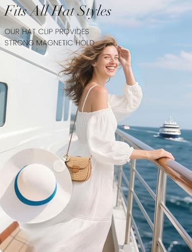 Niveaya Magnetic Hat Clip for Travel on Bag - Magnet Storage Hook, Vacation Traveling Essentials Accessory White - Thumbnail 2