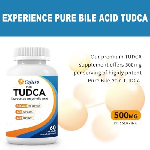 TUDCA 500mg Supplement, Liver and Gallbladder Support, Genuine Purified Bile Salts with Bitter Taste, Vegan, Gluten Free, Non GMO - 60 Capsules - Thumbnail 3