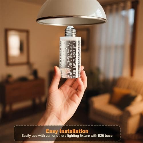 JandCase LED Bulb,5W,3000K,500LM Dimmable E26 Acrylic Bubble Bulb with Ceramic Base, Suitable for E26 Lighting Fixtures Including Chandeliers, Wall Sconces, Table Lamps, and Vanity Lights - Thumbnail 6