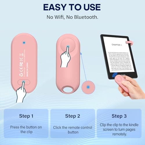 Oresoc RF Remote Control Page Turner for Kindle Paperwhite,Kindle Accessories Remote Photo and Video for E-Book iPhone iPad Android Tablets Reading Novels Comics Remote Control Extenders(Pink) - Thumbnail 4