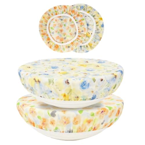 BERBAM Reusable Bowl Covers for Bread Proofing（2 Large）- Cotton Beeswax Bowl Covers Reusable with Elastic Rim, Sourdough Bowl Cover for Food Storage and Food Preservation (10INCH) - Image 1