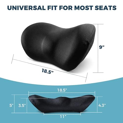 SHAKERINO Lumbar Support Pillow for Car with Dual-Grip™ Stability System - Advanced Adaptive Memory Foam Back Pillow for Lower Back Pain Relief, Ergonomic Driving Seat & Office Chair Cushion, Black - Thumbnail 6