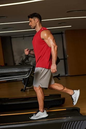 COOFANDY Men's Tank Top Summer Breathable Sleeveless Workout Tops Men Running Tank Shirt Fitness Muscle Tee Red Large - Thumbnail 3