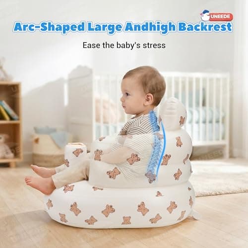 UNEEDE Inflatable Baby Seat for 3 Months & Up, Infant Floor Chair for Sitting Up with Built in Air Pump, Lightweight Travel Baby Seat for Home, Camping, Beach & Outdoor - Thumbnail 5