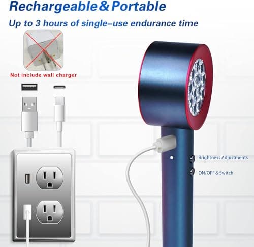 UTK Upgrade High Power 24 LED Red Light Therapy Device with 470/660/850/940nm Wavelength, Blue Red＆Near-Infrared Handheld Light Therapy, Relieve Body Pain Deeply, Facial Skin Care - Thumbnail 6