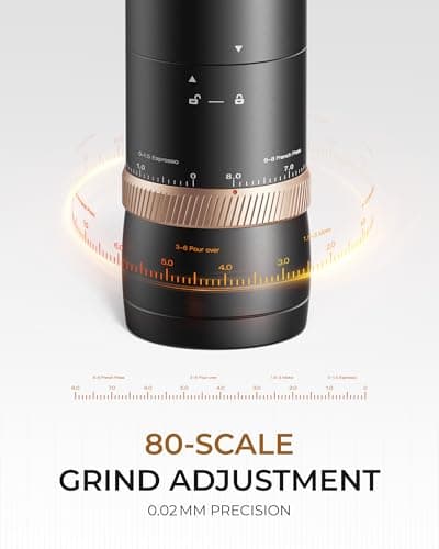 FORLIM Portable Electric Coffee Grinder, Cordless Rechargeable Coffee Bean Grinder with 80 Scale Precise Grinding Settings, Double-Click Start, 10-Blade Burr Coffee Grinders, Clog‑Protection - Thumbnail 5