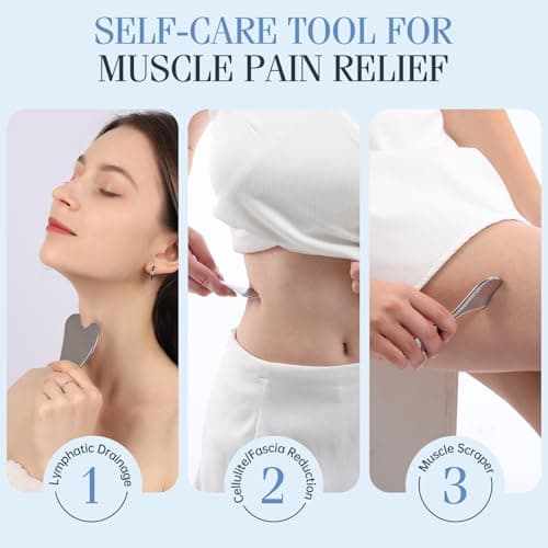 ANPODE 2Pcs Gua Sha Facial Tools Set,Guasha Massage Tool for Face&Body, Manual Massage Tool for Lymphatic Drainage &Jawline Sculpting & Puffiness Reducing,Gua Sha Muscle Scraper Tool,Skin-Care Tool - Thumbnail 4