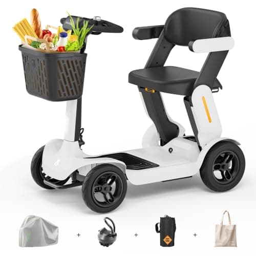 Paiseec S3 Mobility Scooter, Folding Mobility Scooters for Seniors, All Terrain Mobility Scooter, Electric Mobility Scooters for Adults, Folding Mobile Scooter, Auto Speed Control (White, S3-25 Miles)