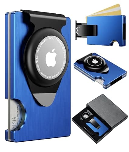 Apple Airtag Wallet Men Slim : Metal Air Tag Wallets Wallet with 2 Money Clip Replaceable Gift Boxed Set for Male Husband at Anniversay Brithday - Image 1