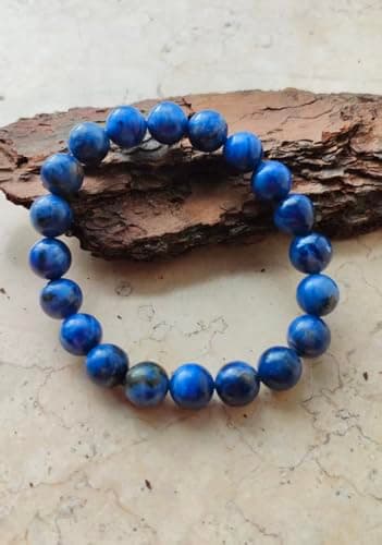 FUDIDU Sodalite Bracelet for Unisex, Approximately 7 inch Adjustable, 3/8 Inch Blue and white Crystal beads Stone Jewelry Gift for Confidence Creativity, Dainty Stackable Boho Couple gifts 10MM - Thumbnail 2