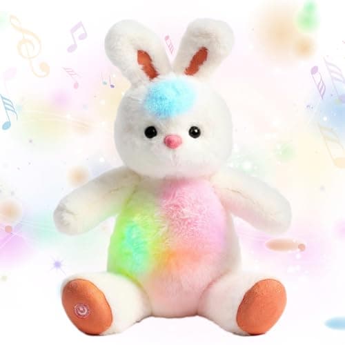 Cuteoy Musical Plush Bunny Stuffed Animal Glowing LED Light-up Nightlight Toys Singing Lullabies Birthday Christmas Plushies Rabbit Gifts for Kids Boys Girls,13" - Image 1