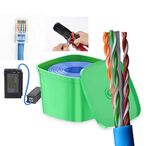 Davonpha Cat6 Ethernet Cable Installation Kit, 300ft Bulk Cable with RJ45 Crimper 100 Connectors Tester Stripper, All-in-One DIY Networking Tool Kit