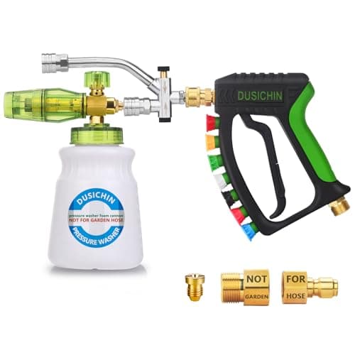 DUSICHIN Foam Cannon Pressure Washer Gun Kit 4000 PSI Double Tip Attachment, Dual-Connector Accessory Soap Cannon,Car Wash Foam Gun Snow Foam Lance 1/4 Inch Quick Connector,7 Sprayer Nozzles DUS2904 - Image 1