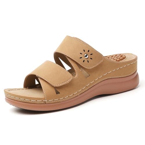 Tilocow Women's Wedge Slide Sandals with Arch Support and Massage Sole Breathable Walking Shoes for Summer Parties and Casual Wear, Designed to Relieve Bunion Discomfort - Image 1