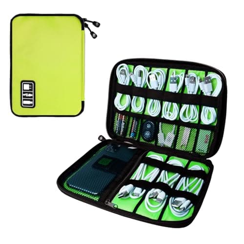 Lcsmaokin Electronics Organizer Travel Case,Electronic Accessories Storage Bag,Portable Waterproof Cable Organizer Bag,Travel Cord Organizer Bags for Small Charging Cord Storage,SD Card-Green - Image 1