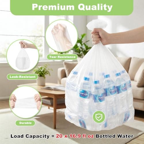 Small Trash Bags 4 Gallon, 17.7 x 19.6" Clear Unscented Bathroom Trash Bags, Small Garbage Bags for Bathroom, Bedroom, Office, Kitchen, Plastic Trash Can Liners, 100 Count — Delxo - Thumbnail 4