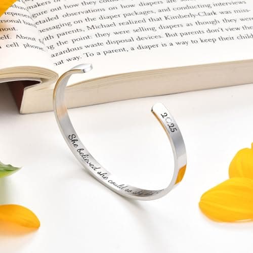 Hisatan Graduation Teacher Appreciation Mother Gifts for Women, Inspirational Mom Bracelet Gifts Silver Cuff Bangle Womens Bracelet, Stainless Steel Zirconia Jewelry Class of 2026 for Her - Thumbnail 4