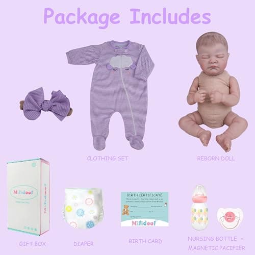 Milidool Realistic Reborn Baby Dolls - 20 Inch Lifelike Newborn Baby Doll Girl Real Life Baby Dolls with Weighted Soft Body Baby Gift with Accessories for 3+ Year Old Kids Girls Gifts, Pretend Play - Thumbnail 5