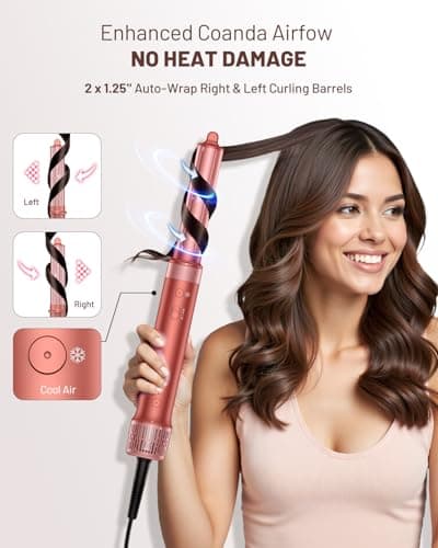 HITTIONA 5 in 1 High-Speed Hair Dryer Brush - Hot Air Styler & Hair Styler, Fast Drying Blow Dryer Brush No Heat Damage Multi-Styler Auto Wrap Curlers for Volumizing Curl Straighten Frizz-Free - Thumbnail 6