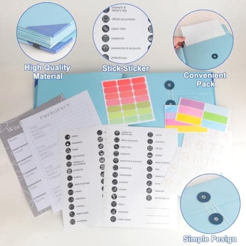 Document Organizer Folio,Binder, in Case I Go Missing Binder, Important with Pockets File Home School Office Supplies (Blue) - Thumbnail 2