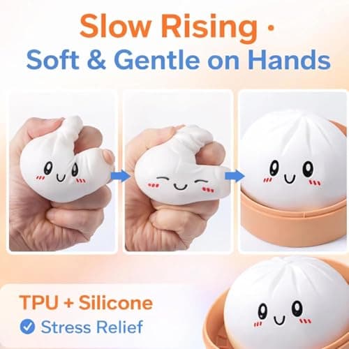 Mystery Dumpling Squishy, 4 Inch Jumbo Dumpling Stress Ball, Squishy Bun, Anxiety Relief Fidget, Soft Squeeze Decompression Dough for Adults Classroom Prizes & Party Favors - Thumbnail 4