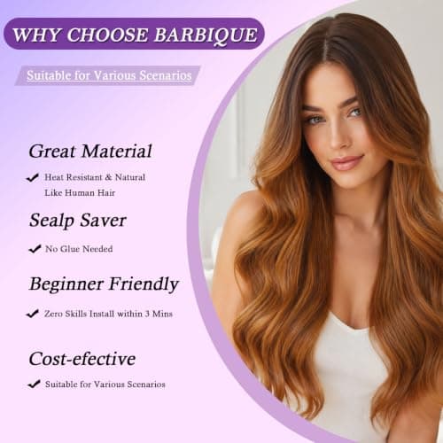 Barbique Brown Ombre Lace Front Wig 24 Inch Long Body Wave Synthetic Wig - Thumbnail 4