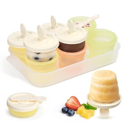 haakaa Silicone Popsicle Molds for Kids, Collapsible Ice Pop Molds with Drip-Free Lids, BPA-Free Freezer Pop Cups, Dishwasher Safe, 6 Pack