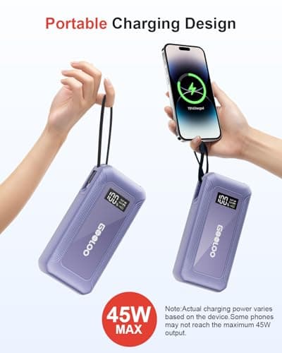 GOOLOO G7 3000A Jump Starter with Built-in Cable,Portable Power Pack for 45W Fast Charging,12V SuperSafe Lithium Jump Box, Battery Booster Pack Up to 8.5L Gas or 6.0L Diesel Engine - Thumbnail 3