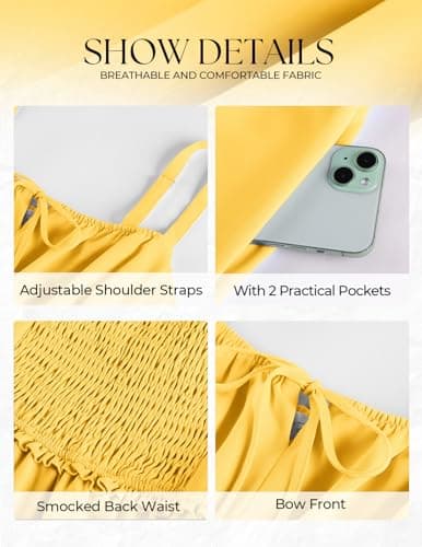 Belle Poque Summer Dress for Women 2026 Sleeveless Sundress Corset Flowy Midi Milkmaid Wedding Guest Dress Yellow Medium - Thumbnail 5