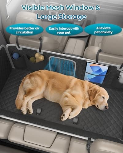 PetPurrio Dog Car Seat Cover for Back Seat, Hard Bottom Dog Hammock for Car, Waterproof Back Seat Extender for Large Dogs, Pet Seat Protector, Universal for Cars, SUVs, 400lb - Thumbnail 5