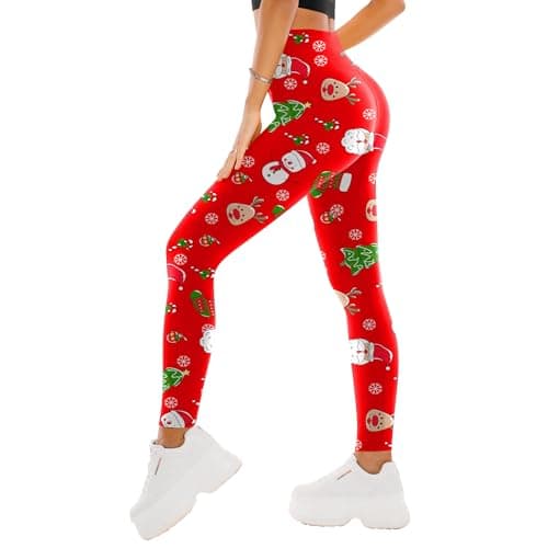 SINOPHANT High Waisted Leggings for Women - Full Length Capri Buttery Soft Yoga Pants for Workout Athletic(Full Christmas A,XXL) - Image 1