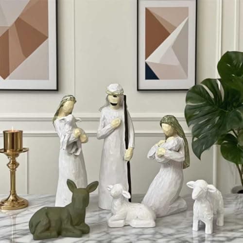 LIVINGBELL Christmas Nativity Scene Set Holy Family Ornament Statue - Thumbnail 3