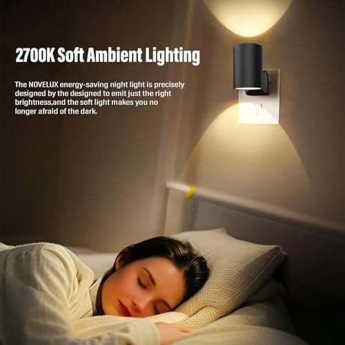 NOVELUX ETL Certified 2700K Night Lights Plug into Wall, Modern Plug in Night Light, Dusk to Dawn Light Sensor Nightlight, Warm White, Adjustable Brightness, Night-Lights for Hallway,Bathroom, 8 Pack - Thumbnail 6
