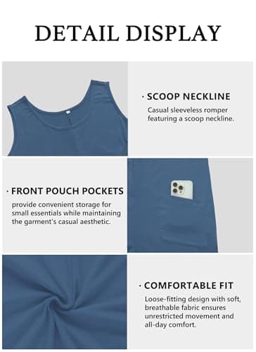 Jouica Women Athletic Dress Summer Tennis Workout Active Sports Mini Romper Dress Travel Vacation Clothes,Blue,Small - Thumbnail 5